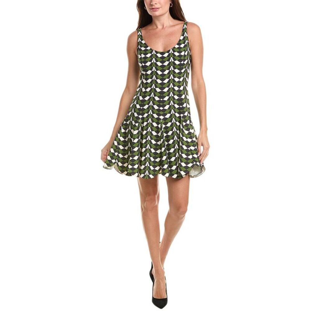Oscar De La Renta Womens  Geo Stretch Wool-Blend Mini Dress, Green